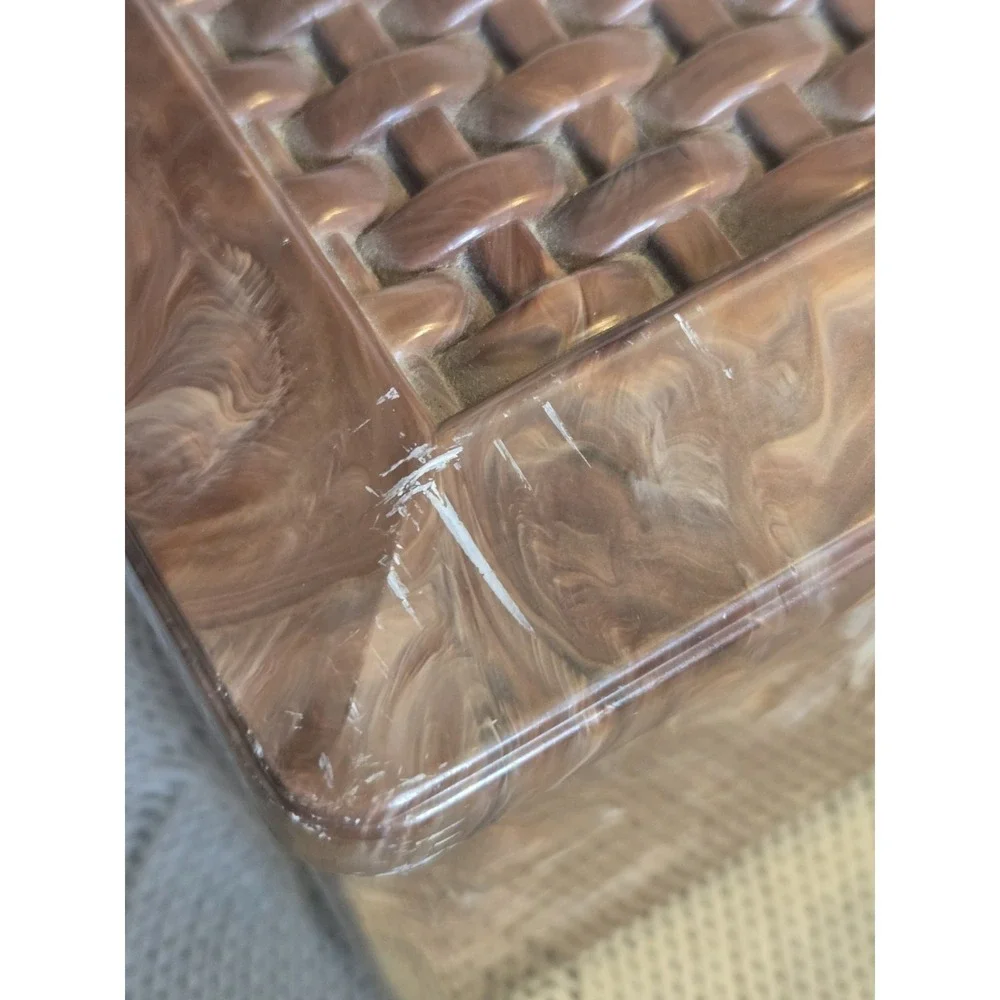 Brown Plastic Sewing Caddy w\ Handle, Magnetic Needle Holder & Organizer Vintage